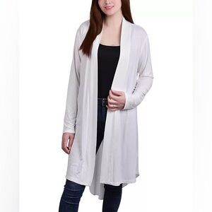 NWT NY Collection Long Sleeve Knit Cardigan with Chiffon Back